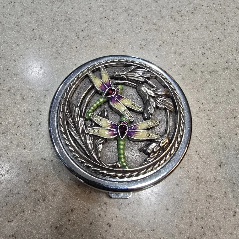 Brighton Compact Mirror Dragonfly and Dragonfly Monet Trinket Enamel Rhineston